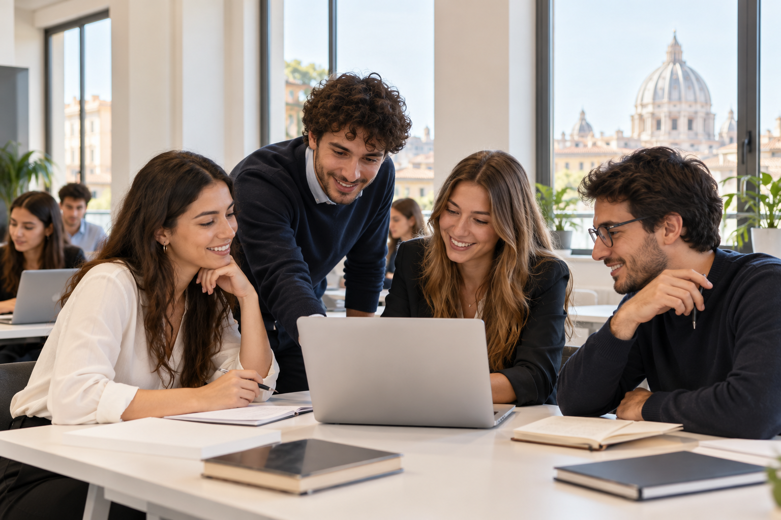 Gruppo di giovani adulti in aula di formazione